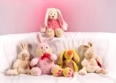 10965746-five-toy-rabbits-on-a-pink-background